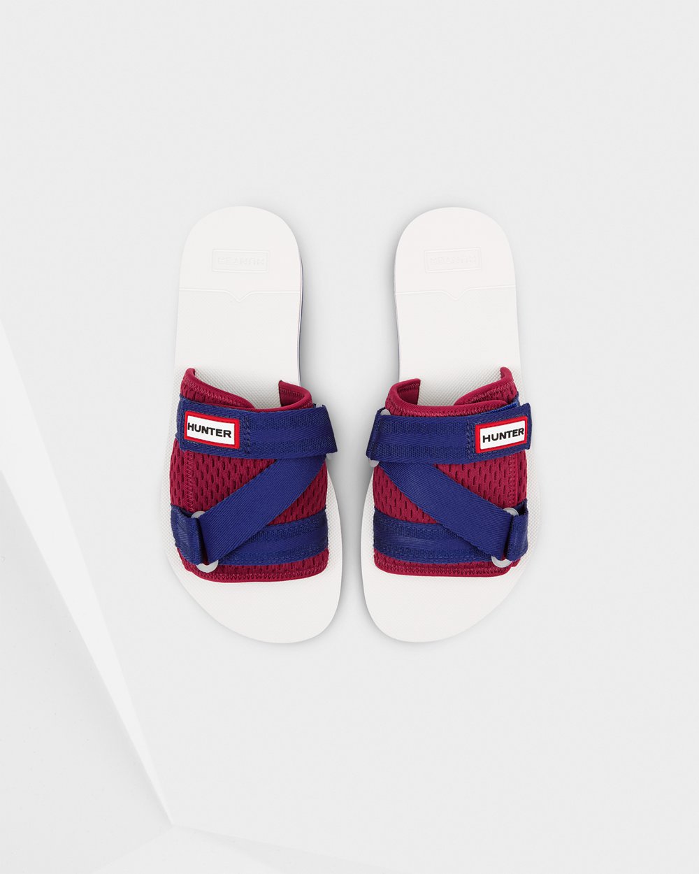 Womens Hunter Original Flatform Beach - Slides White/Red/Blue - 9560-RVJED